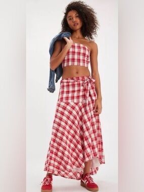 FREE PEOPLE After You set red plaid